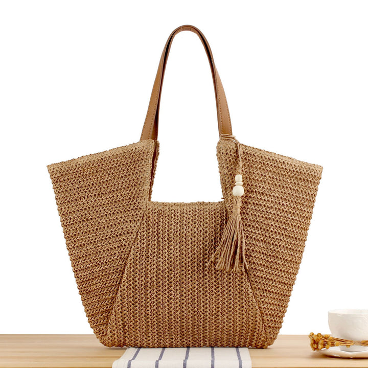 Handbag Made of Handwoven Raffia with Elegant Leather Accents Stornfield