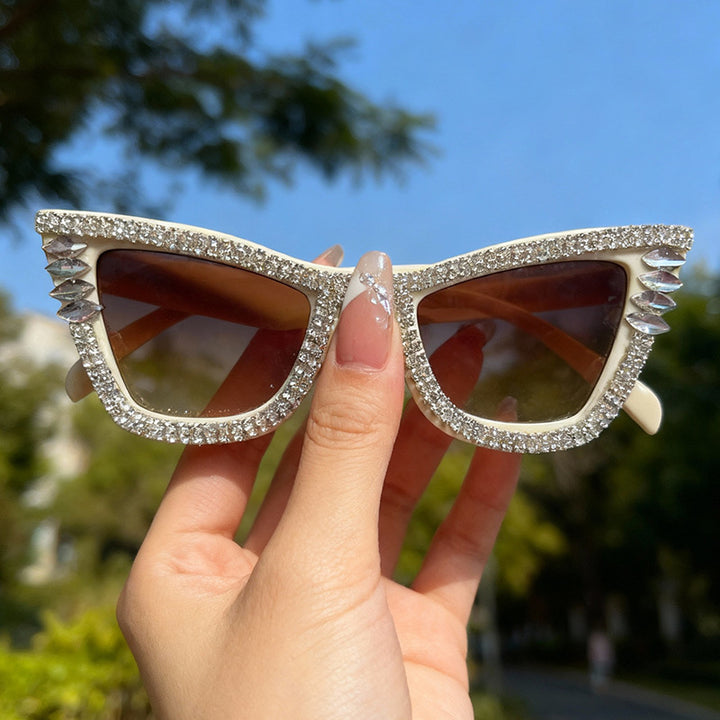 Rhinestone-Accented Cat-Eye Sunglasses Stornfield