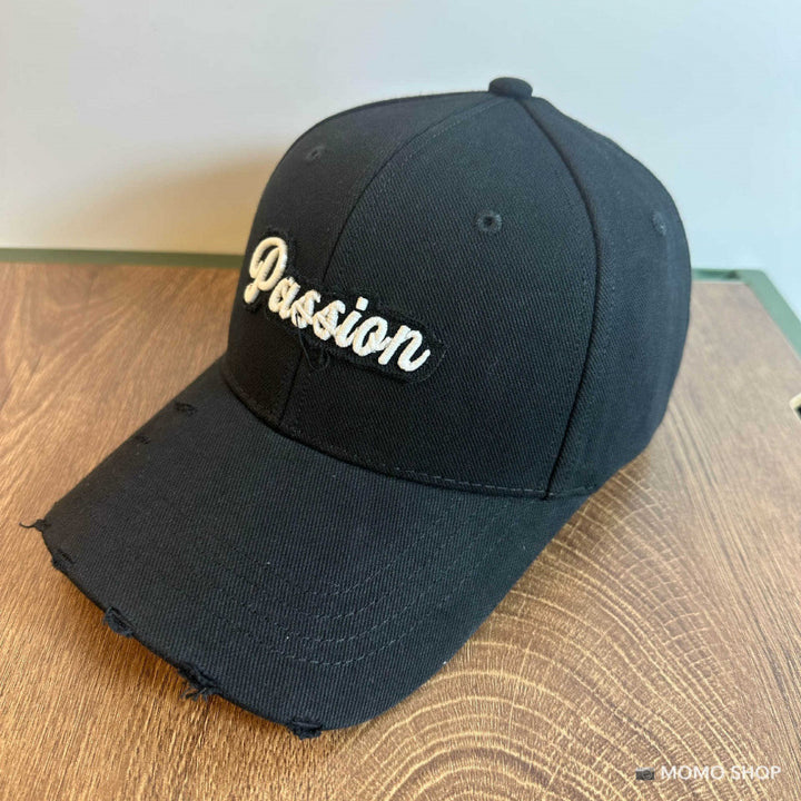 Women's Distressed Cotton Baseball Cap with Embroidered Quote Stornfield