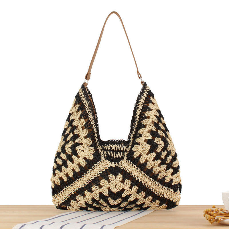 Shoulder bag with hand-knotted pattern and leather accents Stornfield