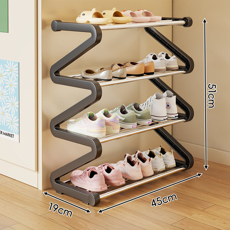 Compact Z-Shaped Multi-Tier Space-Saving Shoe Rack Organizer
