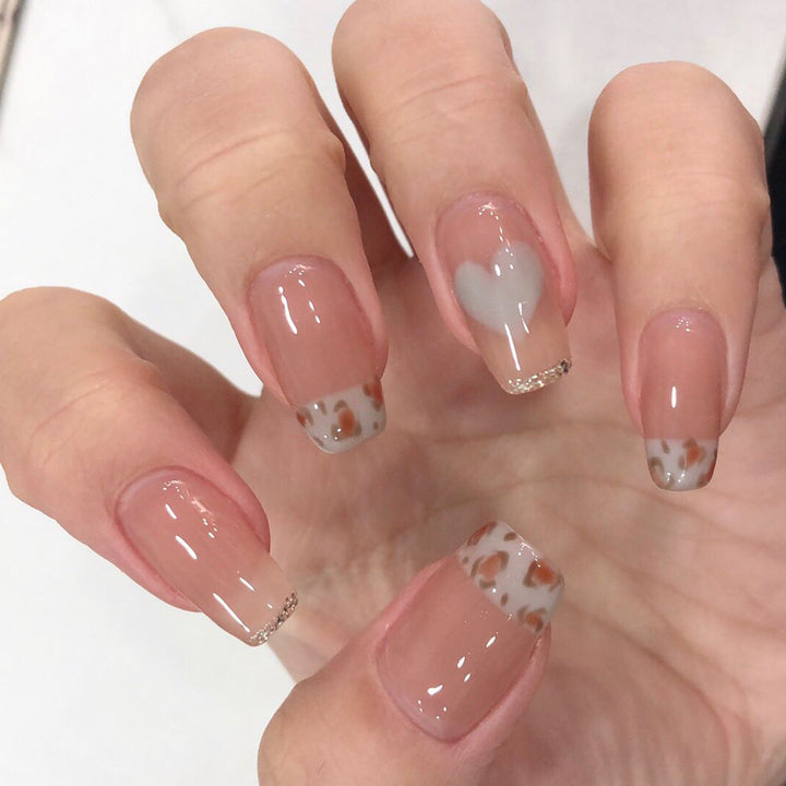 Artful Nail Extensions with Heart and Leopard Accents Stornfield