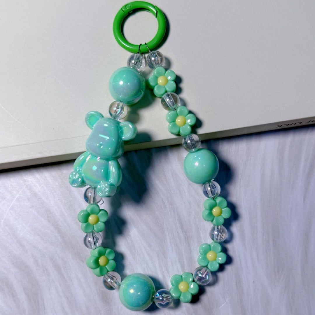 Playful Bear-Themed Beaded Keychain Stornfield
