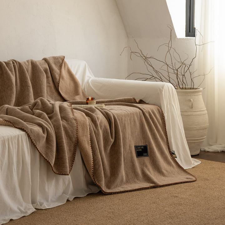 Luxe Reversible Sherpa Fleece Throw Blanket