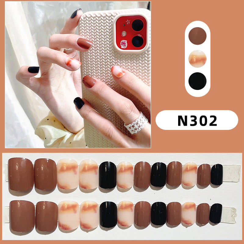 Elegant Press-On Nail Set with Abstract Designs