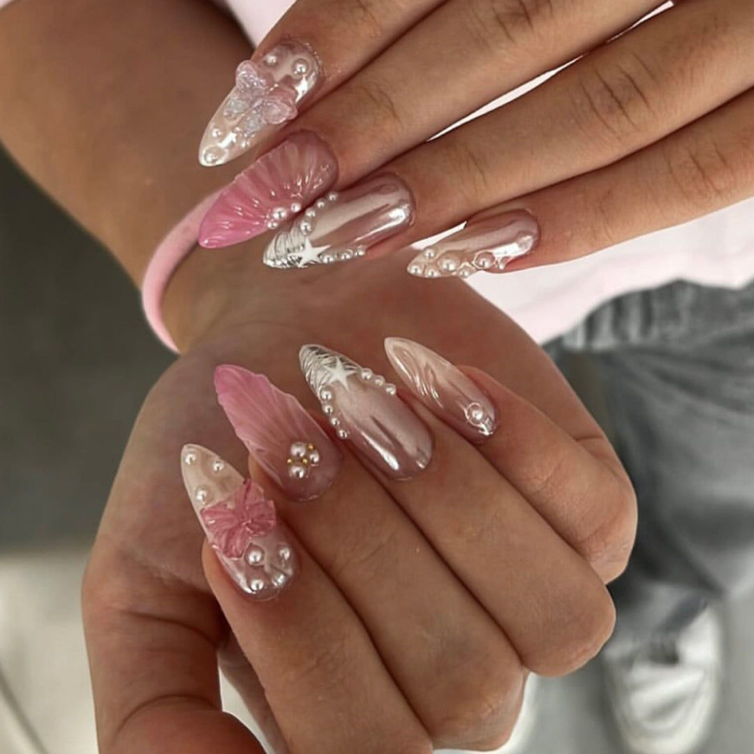 Artful stiletto nails with glitter accents Stornfield