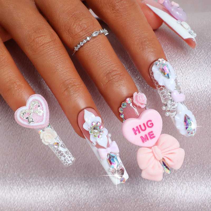 Creative nail art set with playful animal and heart motifs Stornfield