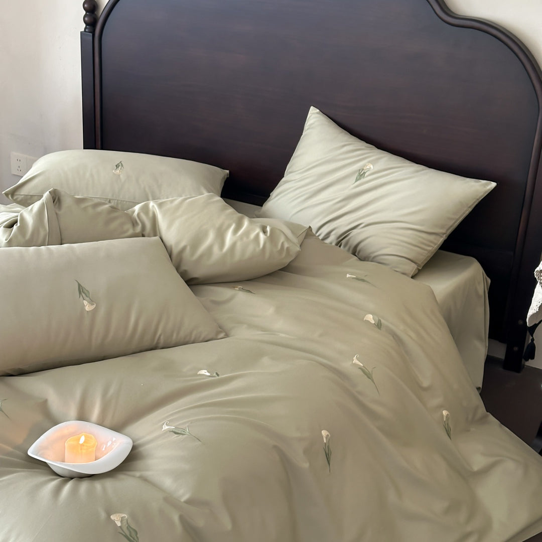 Luxury Embroidered Cotton Sateen Duvet Cover Set