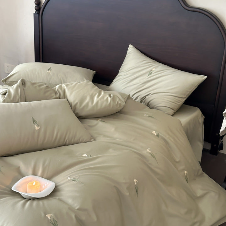 Luxury Embroidered Cotton Sateen Duvet Cover Set