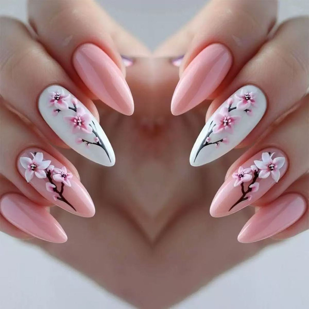Nail art set with floral 3D decorations Stornfield