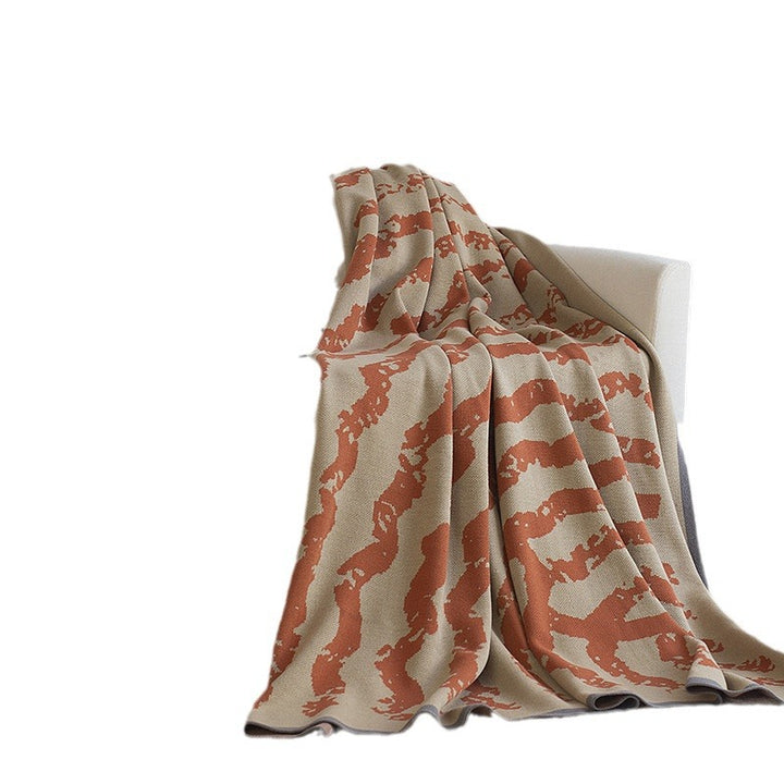 Breathable Cotton-Blend Jacquard Throw Blanket with Contrasting Edge