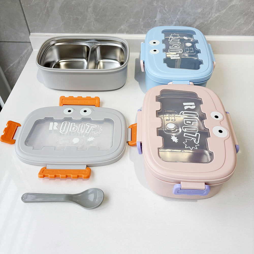 Fun Robot-Themed Lunch Box with Utensils