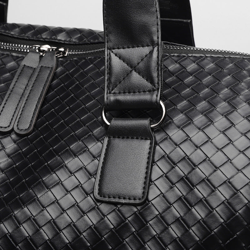 Luxury Woven Leather Weekend Duffle Bag Stornfield