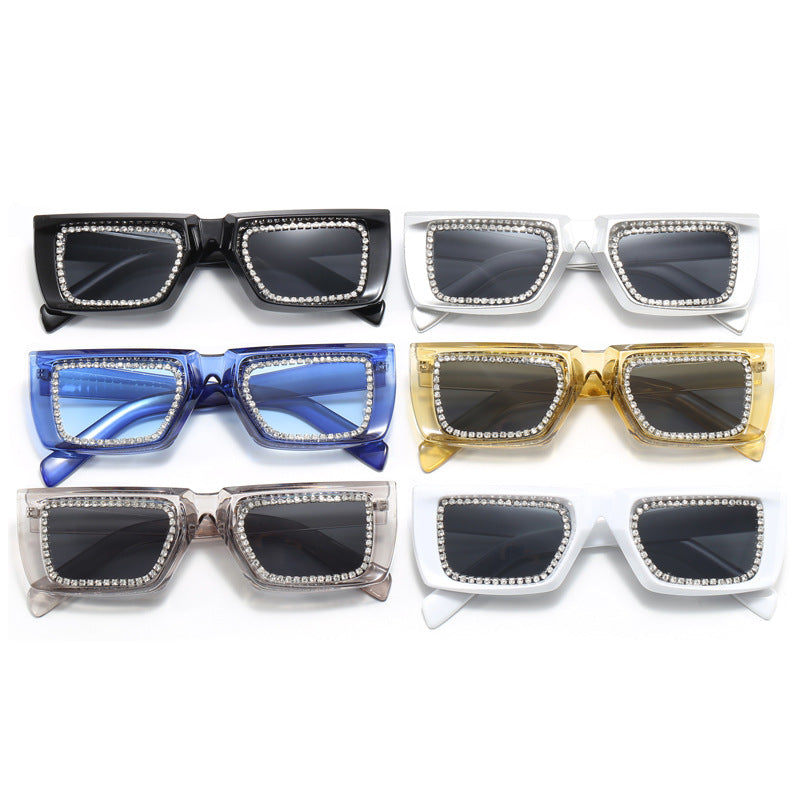 Women extravagant square sunglasses with glittering frame Stornfield