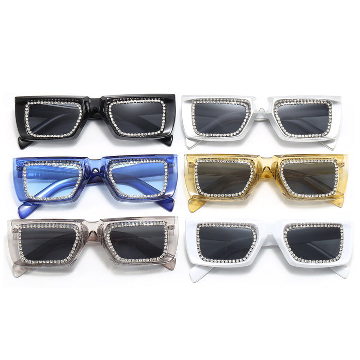 Women extravagant square sunglasses with glittering frame Stornfield