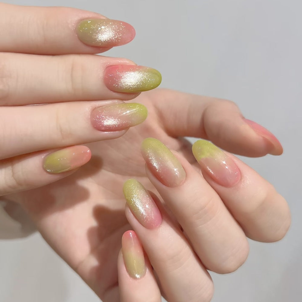 Artificial nails with elegant ombre effect and glitter coating Stornfield