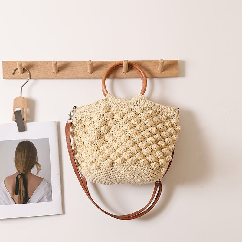 Handcrafted macrame bag with wooden handles Stornfield