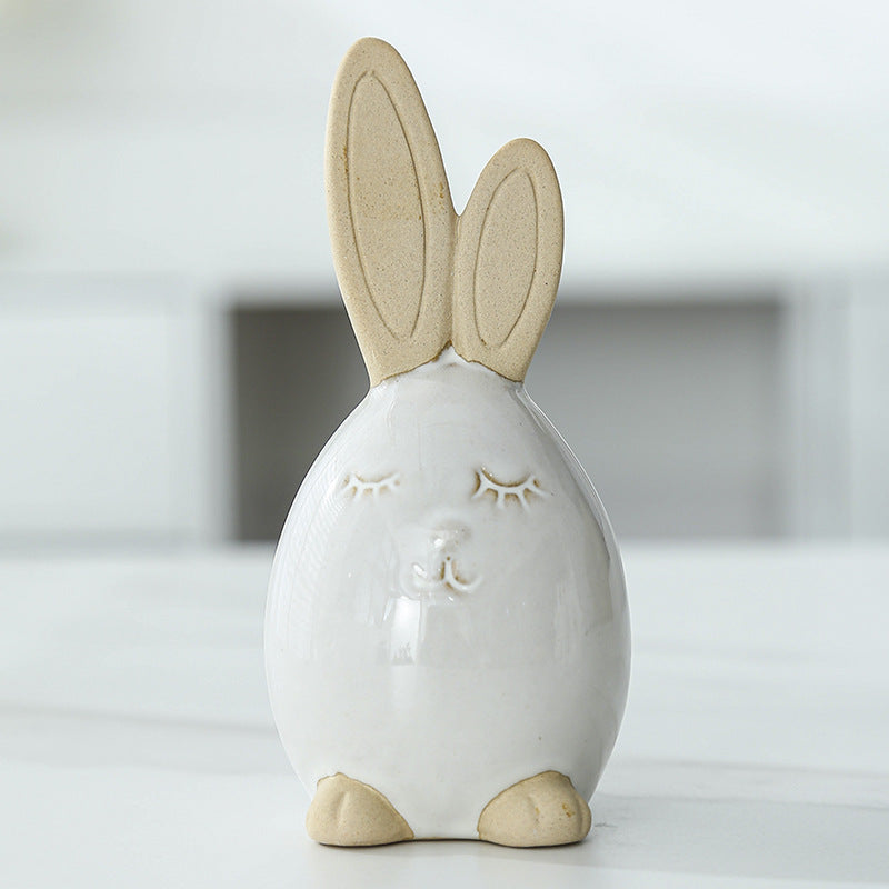 Whimsical Ceramic Bunny Figurine Stornfeild