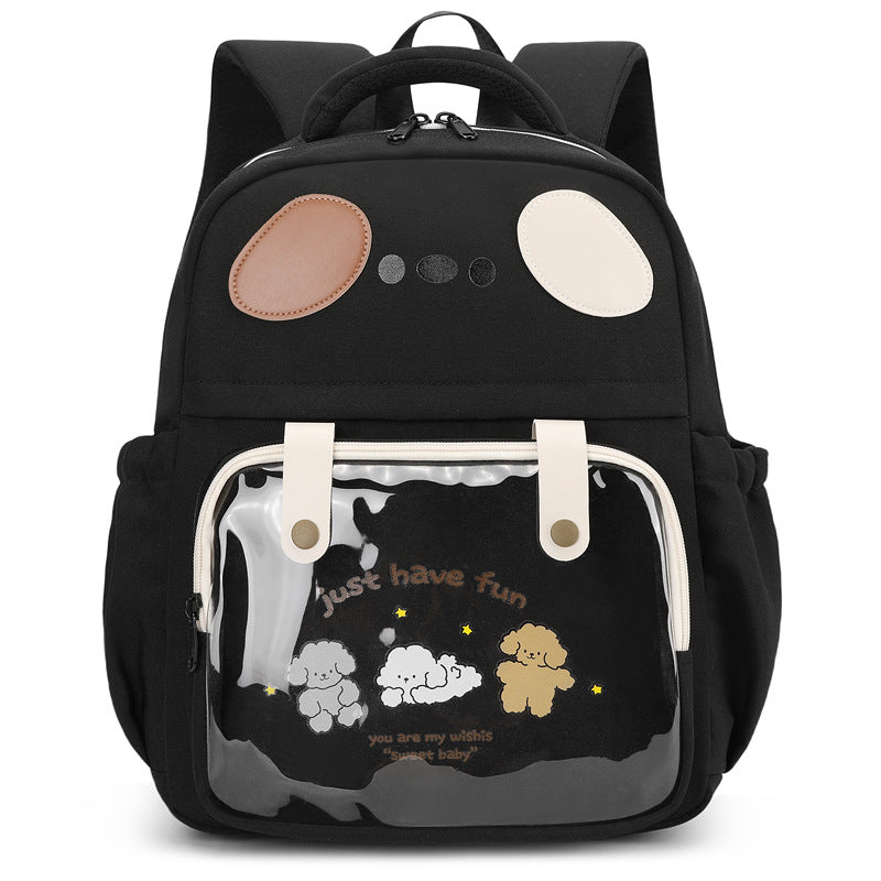 Backpack with Transparent Compartment and Playful Design Stornfield