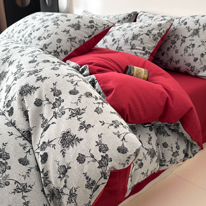 Reversible Printed Duvet Cover Set with Sateen-Feel Pillowcases