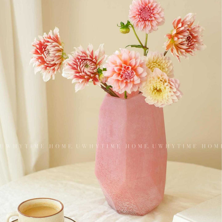 Geometric Matte Ceramic Tall Table Vase with Faceted Base Stornfield