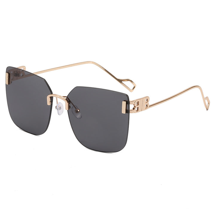 Women elegant square sunglasses with gold-colored metal frame Stornfield