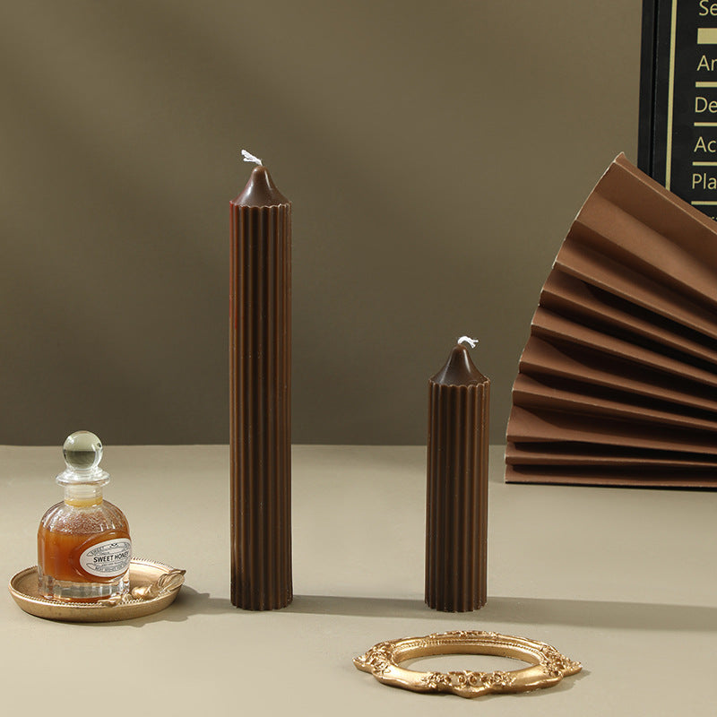 Ribbed Sculptural Column Candle Set