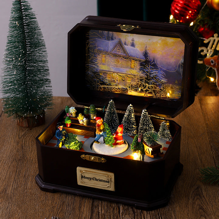 Illuminated Christmas lantern with snow and Christmas motif Stornfield