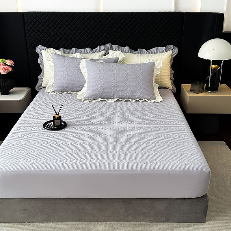 Quilted Microfiber Bedspread Set with Ruffled Pillow