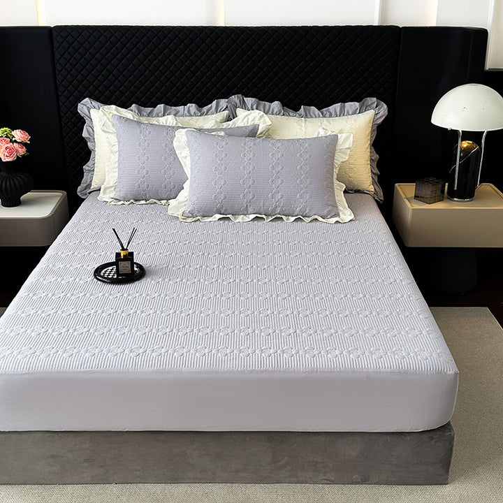 Quilted Microfiber Bedspread Set with Ruffled Pillow