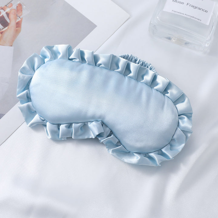Women's nan satin-gloss eye mask with ergonomic contour, frilled ruffle edge, and gentle padding Stornfield