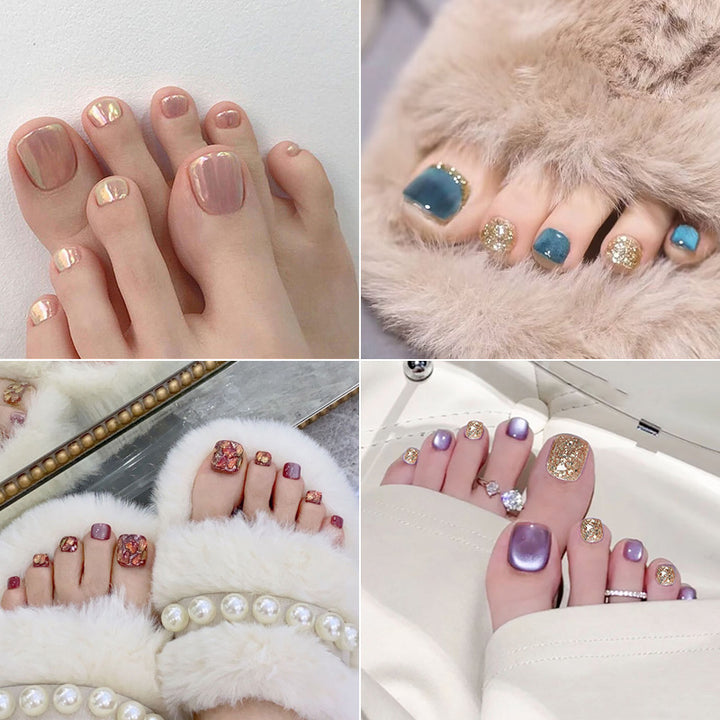 Heart-Embellished Press-On Toe Nails Stornfield