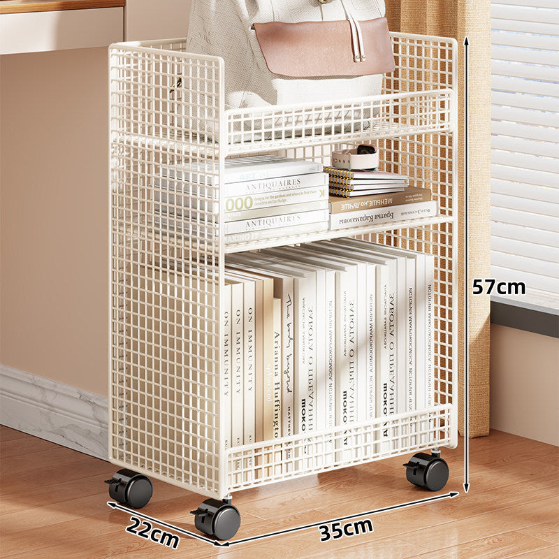 Vertical Grid-Mesh Double-Layer Desktop Book and Stationery Organizer