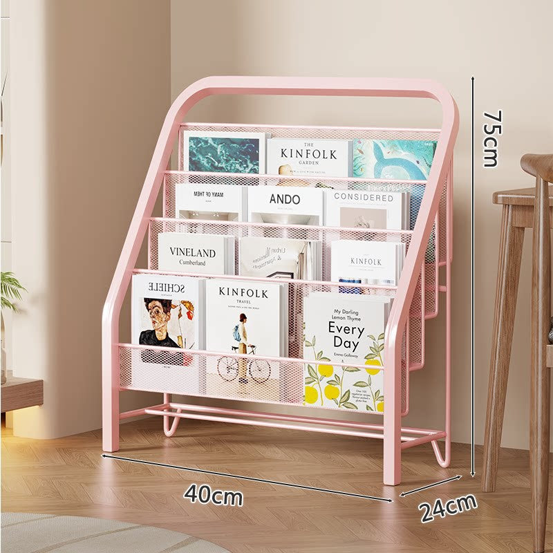 Slanted Tiered Mesh Floor Book and Magazine Display Rack