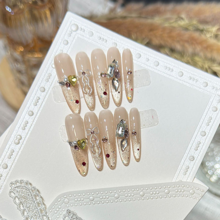 Decorative Stiletto Nail Art Set with Gem Accents Stornfield