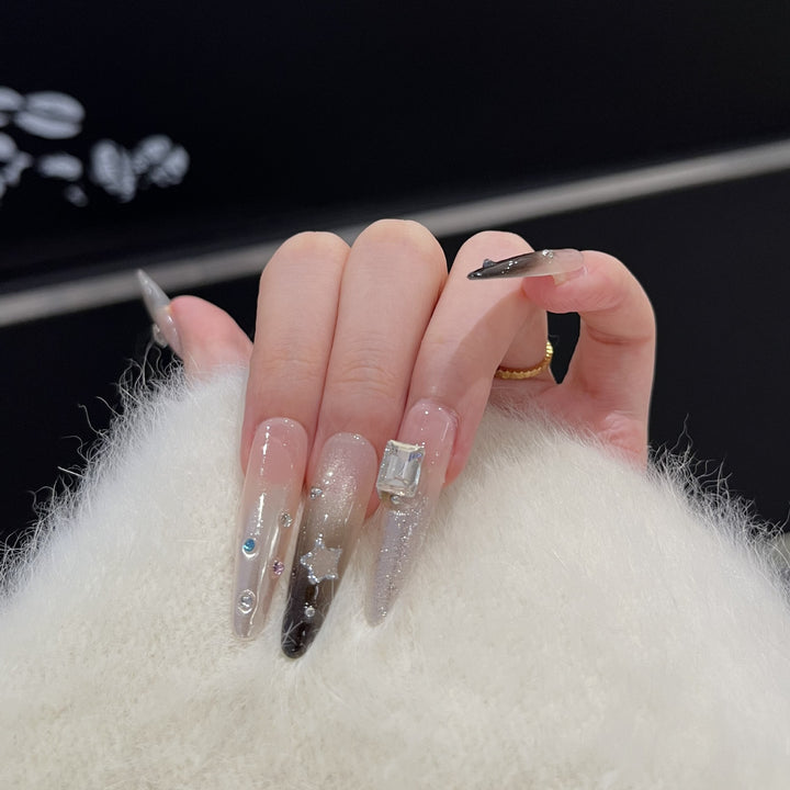 Artistic Stiletto Press-On Nail Set with Decorative Rhinestones Stornfield