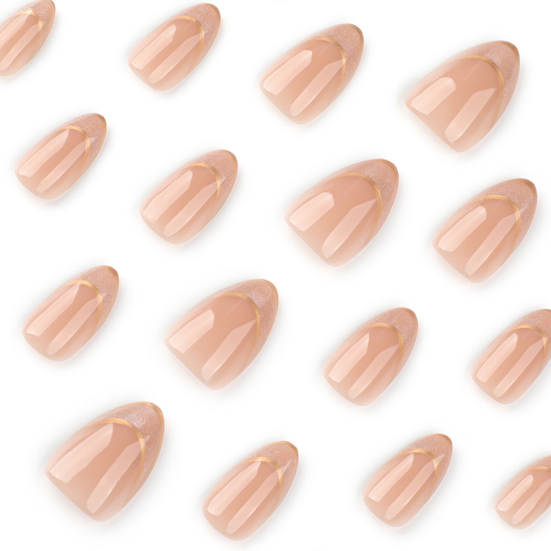 Elegant Gel Nails with Glitter and French Tip Decoration Stornfield