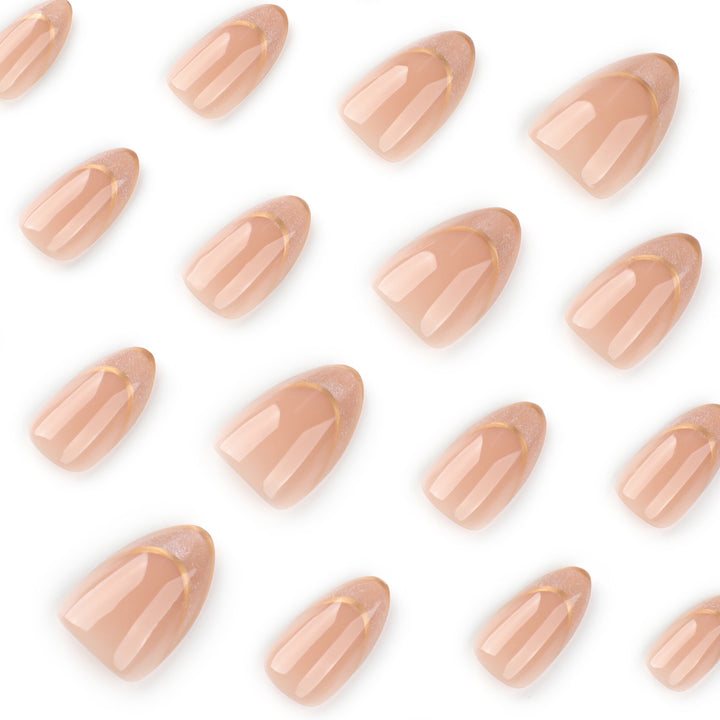 Elegant Gel Nails with Glitter and French Tip Decoration Stornfield