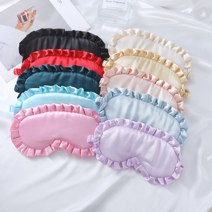 Women's nan satin-gloss eye mask with ergonomic contour, frilled ruffle edge, and gentle padding Stornfield