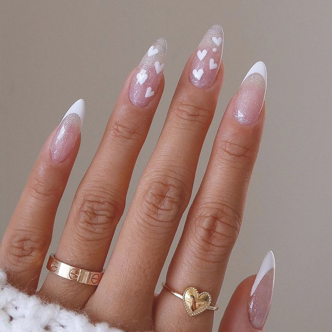 Heart-Embellished Press-On Nail Extensions Stornfield