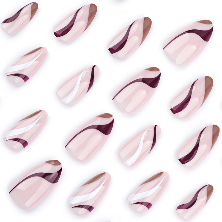 Elegant Nail Art with Modern Wave Pattern and Glitter Accents Stornfield