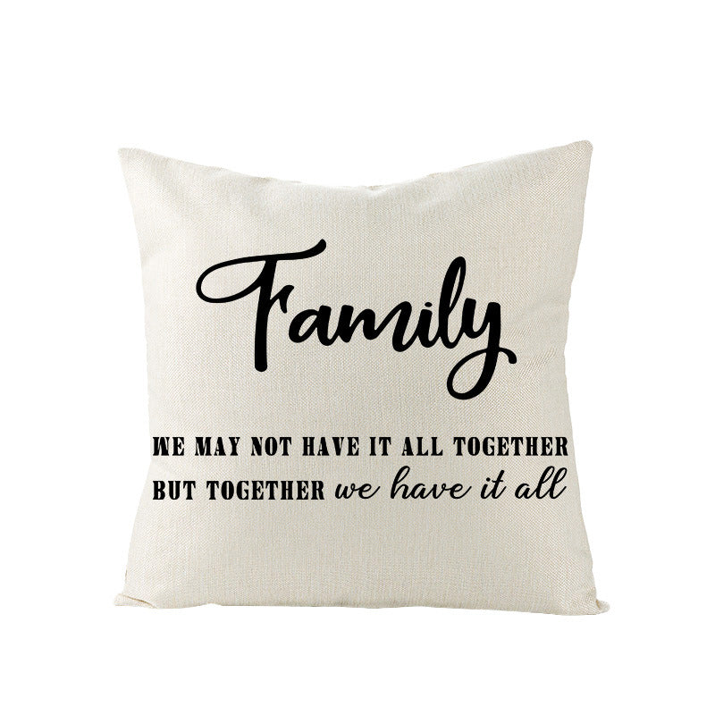 Decorative Linen-Texture Throw Pillow Cover with 'Home Is Where Mom Is' Printed Typography