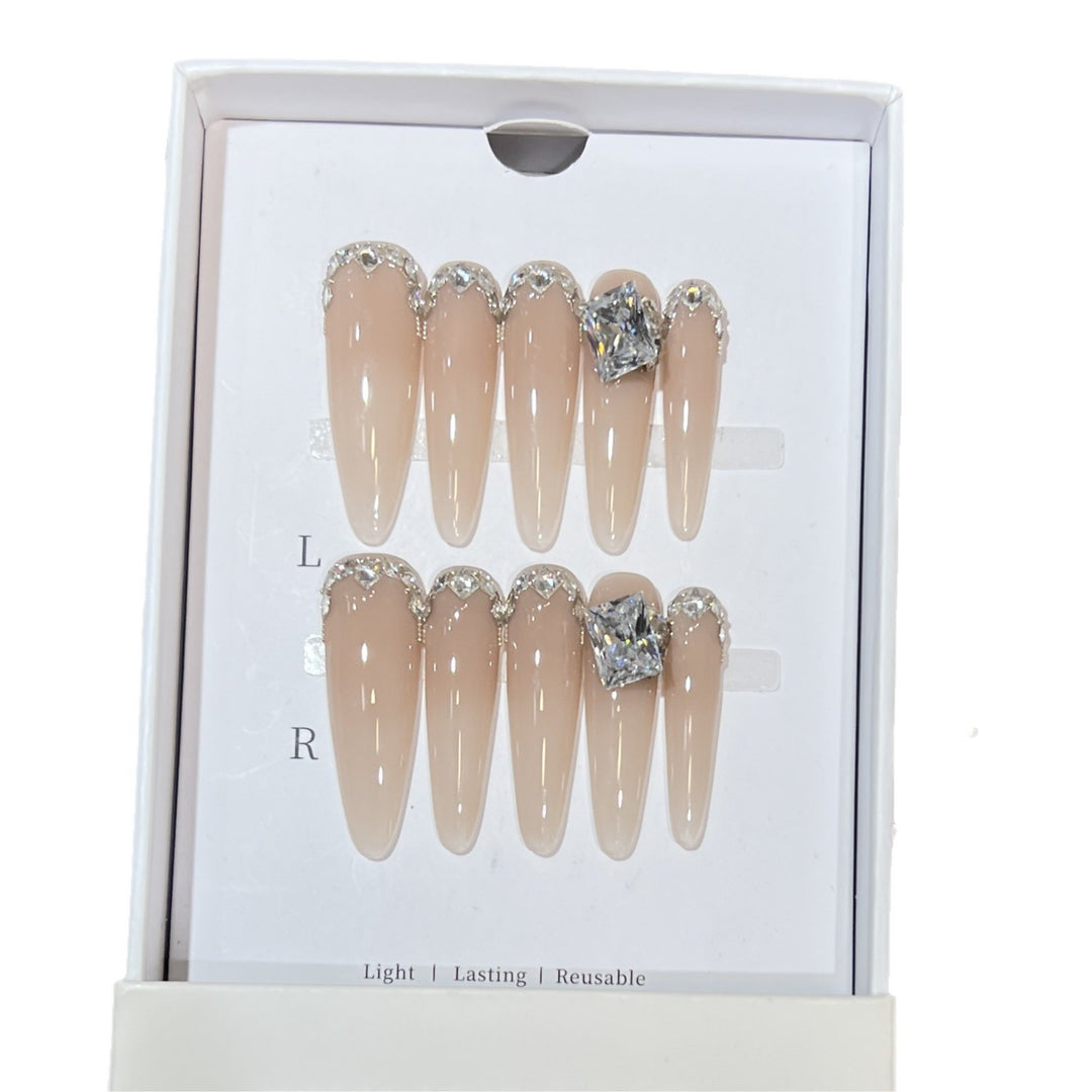 Rhinestone-Embellished Stiletto Press-On Nails Stornfield