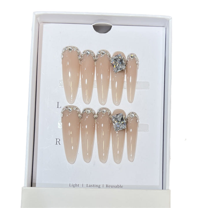 Rhinestone-Embellished Stiletto Press-On Nails Stornfield