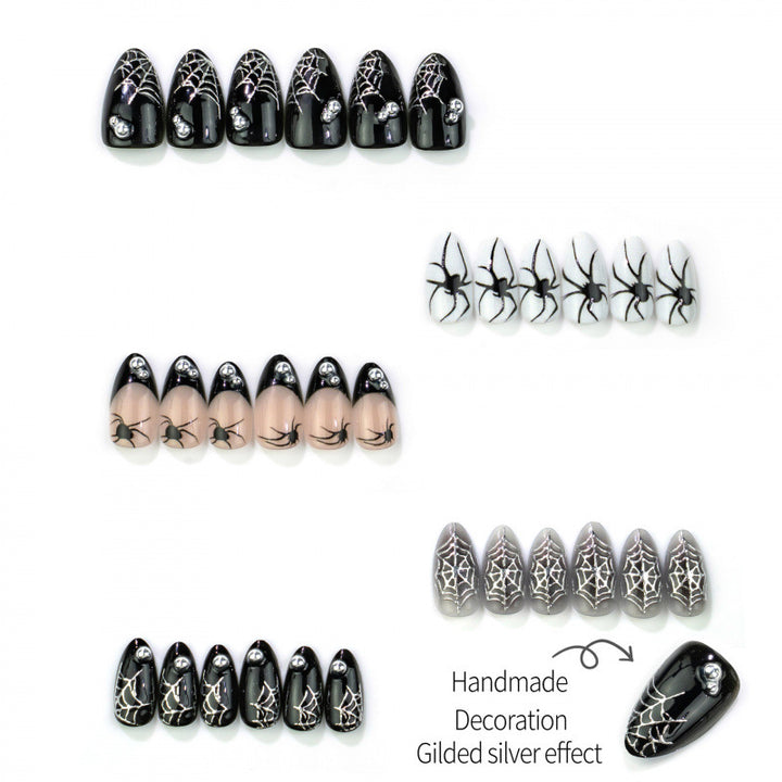 Gothic Spider-Themed Press-On Nails