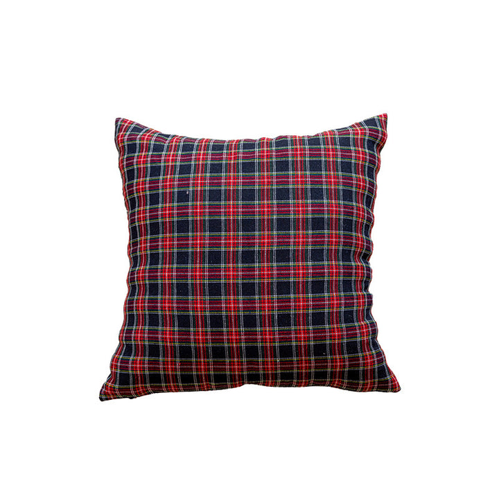 Square Plaid Flannel Cushion Cover with Brushed Cotton Exterior and Removable Insert