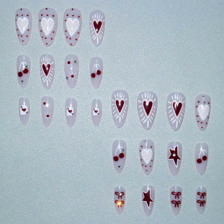 Artistic Heart and Cherry Nail Art