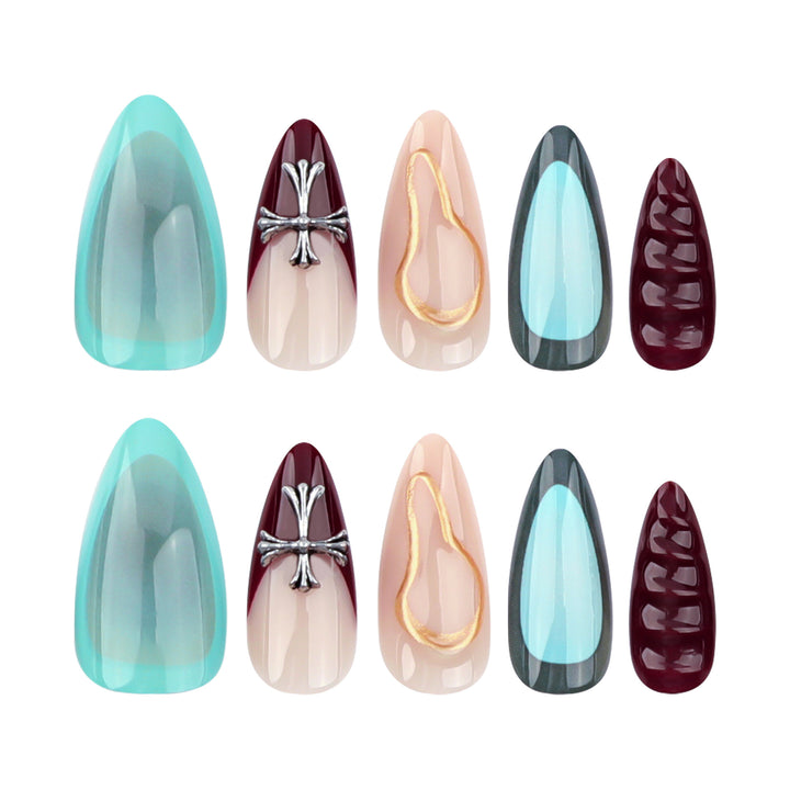 Artful acrylic nails with 3D design and glitter accents Stornfield