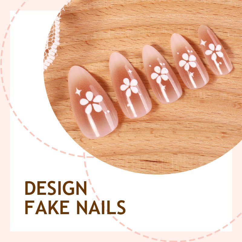Artificial nail set with delicate floral motifs Stornfield