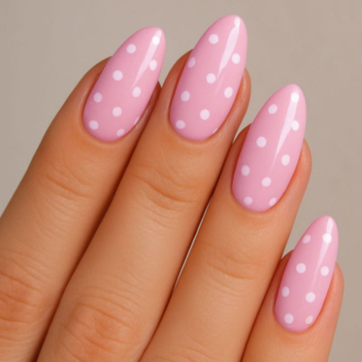 Artistic Almond-Shaped Press-On Nail Set with Polka Dot Design Stornfield